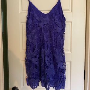 Spaghetti Strap, Royal Blue, floral embroidered dress, Express, Size M